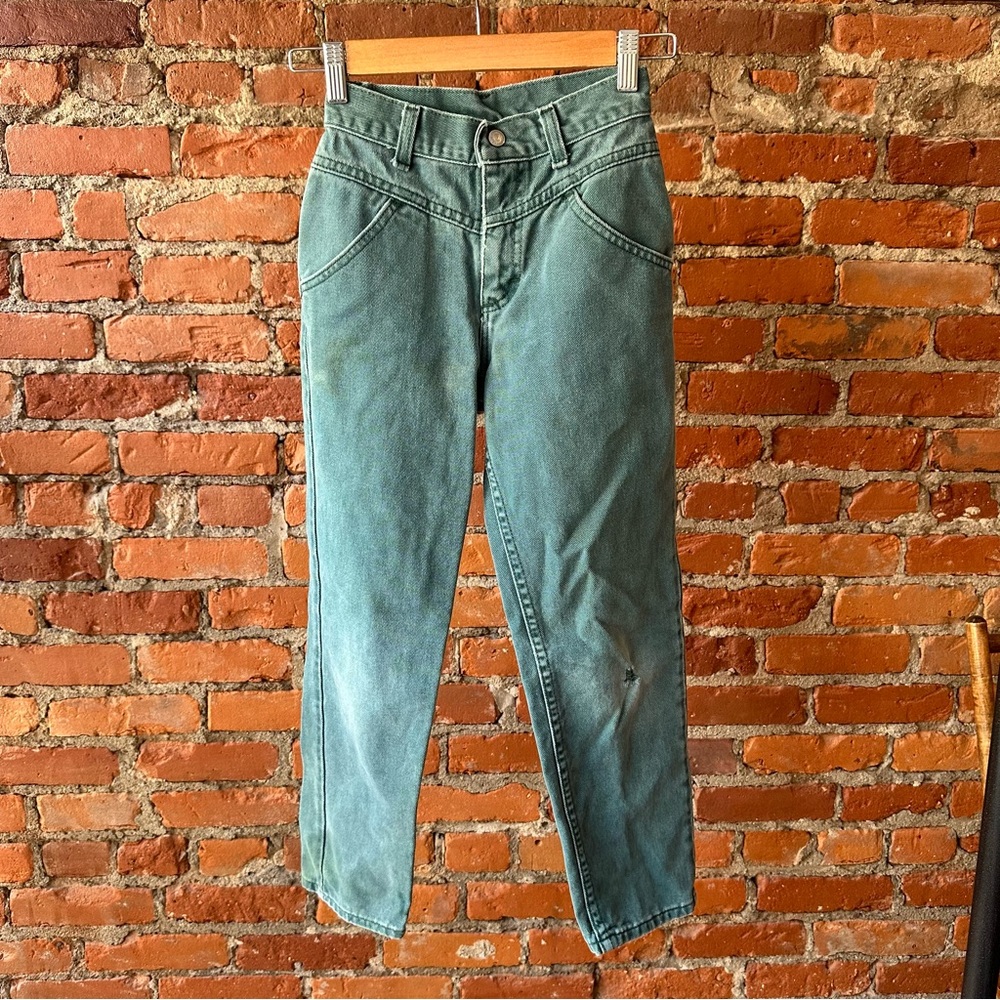 Vintage Kids Lee Girls Green Denim Jeans 10 Regular Made in USA